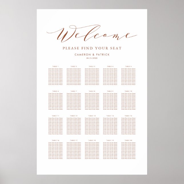 Tableau de Mariage du script de dainty en terre cu (Devant)