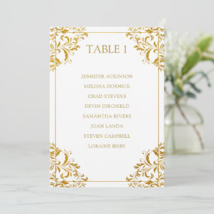 Tableau de mariage élégant Liste de cartes Feuill
