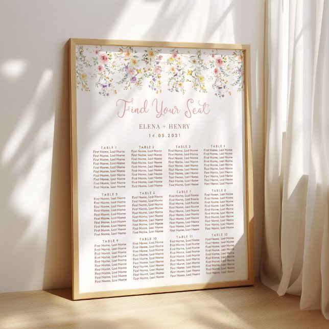 Tableau de mariage féerique aux fleurs sauvages pa (Créateur téléchargé)