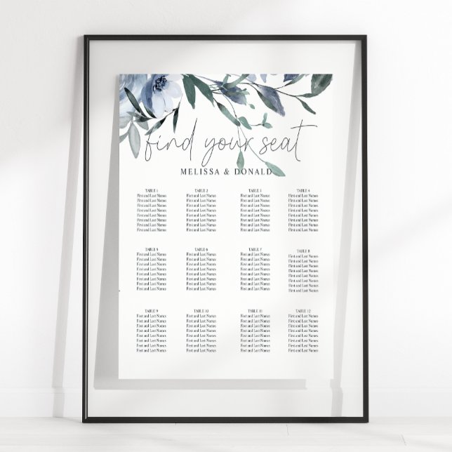 Tableau de Mariage Fleurs Bleu Poussiéreux (Créateur téléchargé)