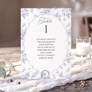 Tableau de mariage floral lavande vintage pour pla