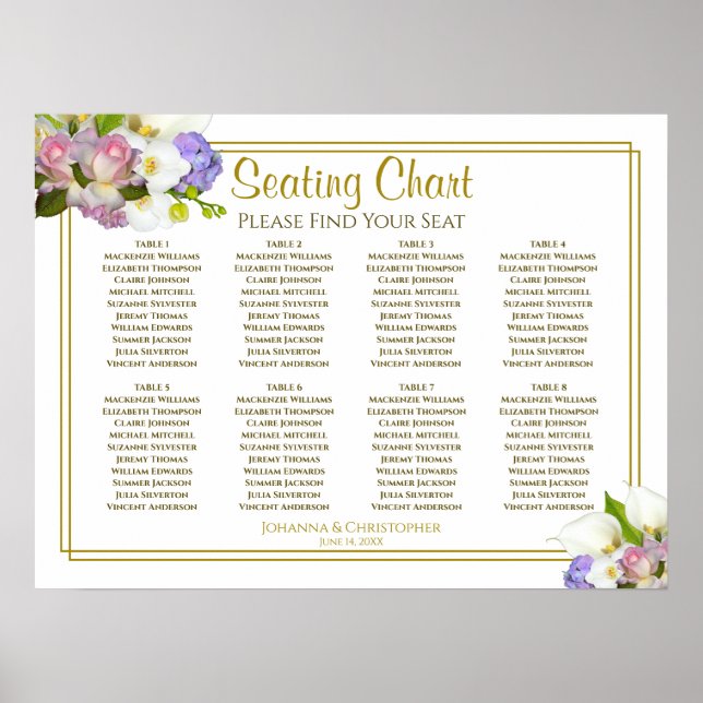 Tableau de mariage floral pastel de printemps pour (Devant)