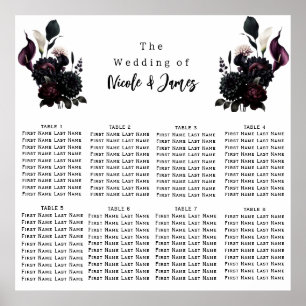 Tableau de mariage floral romantique sombre et d'h
