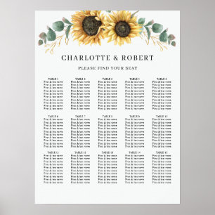 Tableau de mariage floral tournesol aquarelle
