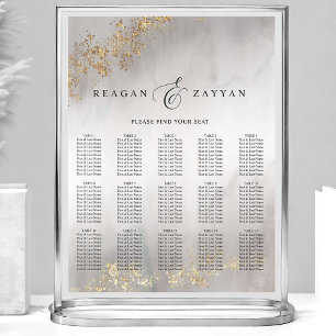 Tableau de mariage gris avec paillettes dorées Lux