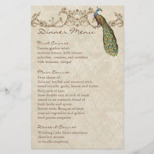 Tableau de menu vintage Peacock Black, Dîner