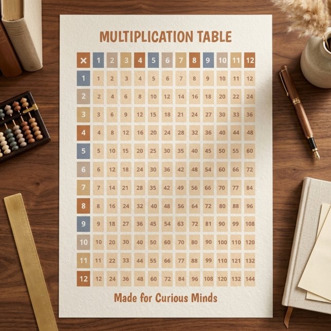 Tableau de multiplication codé par couleur de ton  (Earth Tone Color Coded Multiplication Chart)