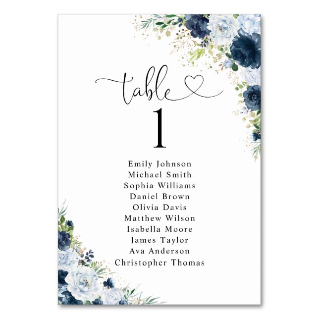 Tableau de numéros de table à fleurs Navy Blue pou (Par défaut)