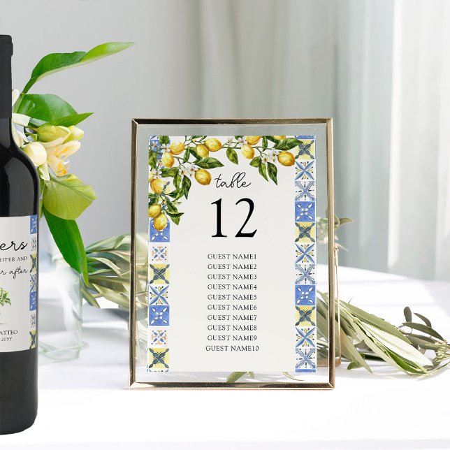 Tableau de numéros de table de mariage Lemon Grove (Table Number Seating Sign from the Lemon Grove Wedding Collection by Darling & May)