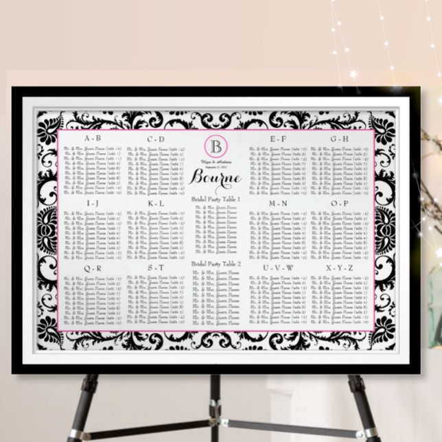 Tableau de numéros de table de plan de salle en da (To see frame and mat pricing,  please choose your options.)
