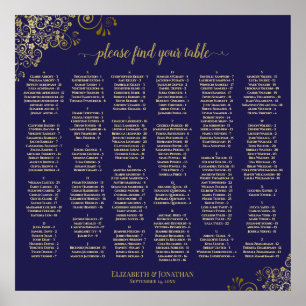 Tableau de placement alphabétique bleu marine et o
