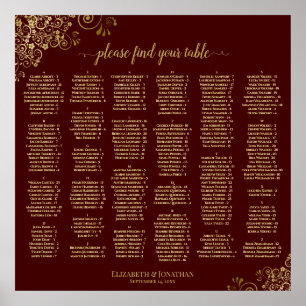 Tableau de placement alphabétique Brun Auburn et O
