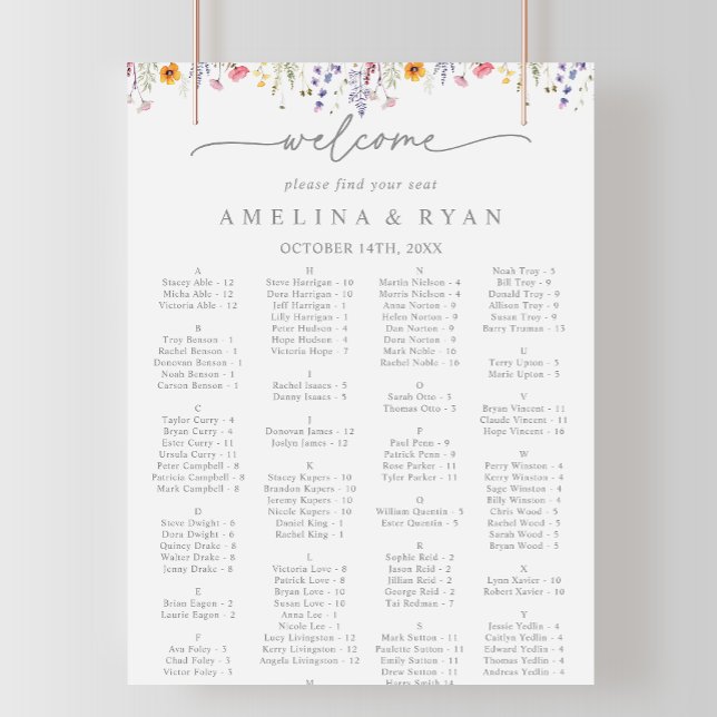 Tableau de placement alphabétique de fleurs sauvag (Créateur téléchargé)