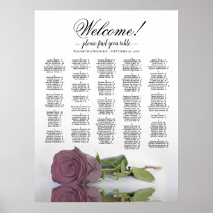 Tableau de placement alphabétique élégant rose pou
