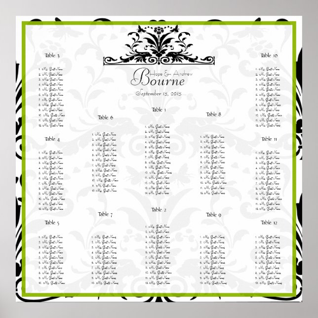 Tableau de placement Apple Green & Black Bumble 12 (Devant)