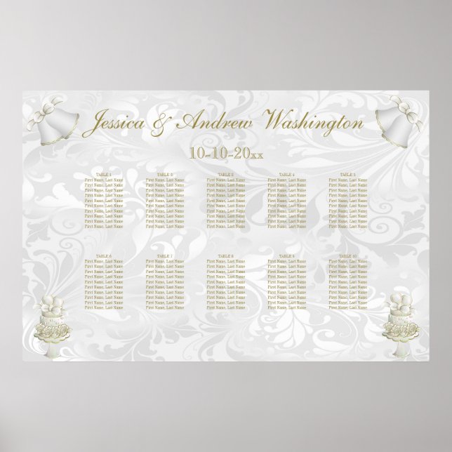 Tableau de placement Cloches de mariage et Flûtes  (Devant)