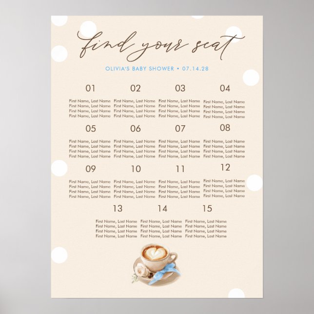 Tableau de placement de Baby Shower pour garçon in (Devant)
