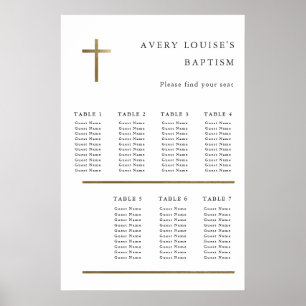 Tableau de placement de baptême de croix dorée min