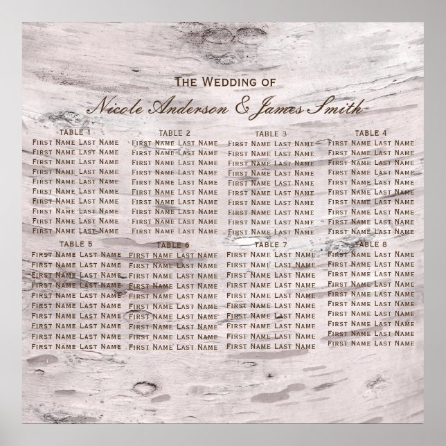 Tableau de placement de la grange rustique en bois (Devant)