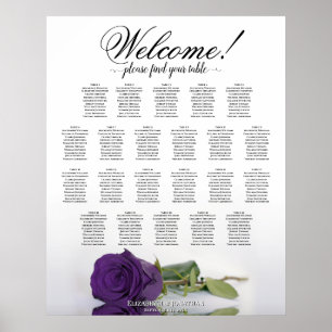 Tableau de placement de mariage à 22 tables Rose P