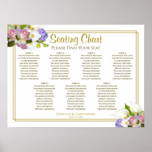 Tableau de placement de mariage à 7 tables Floral