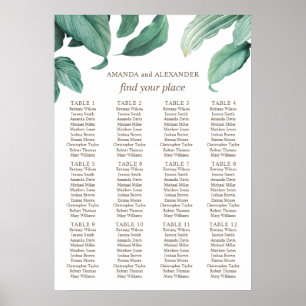 Tableau de placement de mariage à la gouache tropi