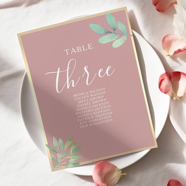 Tableau de placement de mariage à la verdure rose  (Créateur téléchargé)