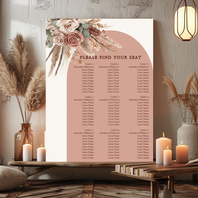 Tableau de placement de mariage à l'herbe de pampa (Créateur téléchargé)
