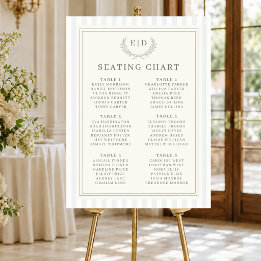 Tableau de placement de mariage à monogramme rayé