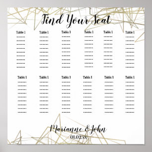 Tableau de placement de mariage abstrait en feuill