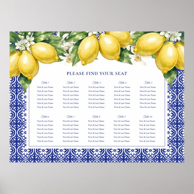 Tableau de placement de mariage aux citrons italie (Devant)