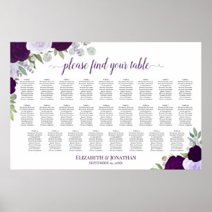 Tableau de placement de mariage aux roses boho vio