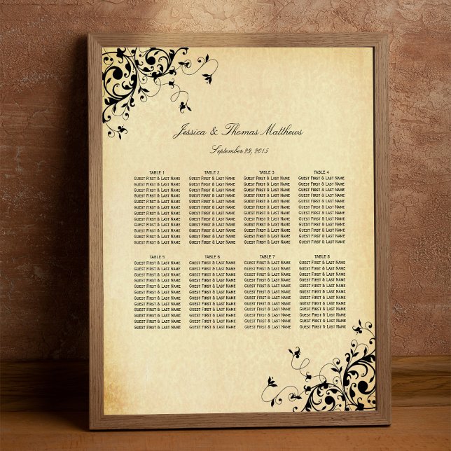 Tableau de placement de mariage aux volutes antiqu (Créateur téléchargé)