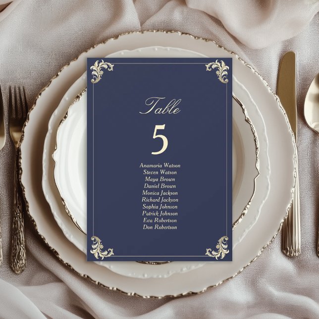 Tableau de placement de mariage baroque bleu marin (Créateur téléchargé)