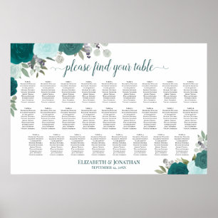 Tableau de placement de mariage Bohème sarcelle 26