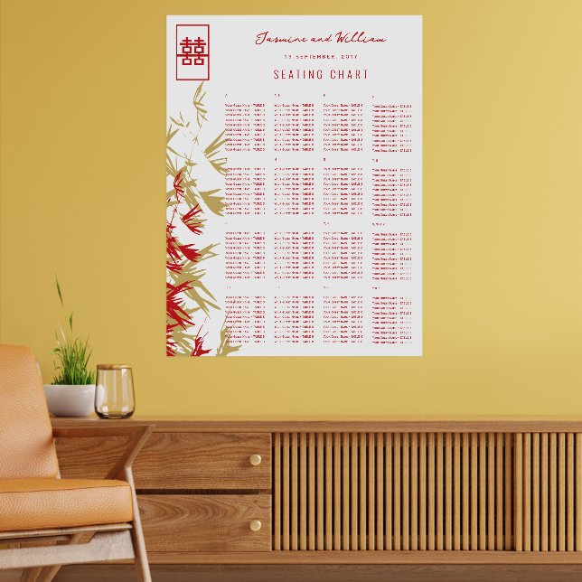 Tableau de placement de mariage chinois aux feuill (Salon 2)