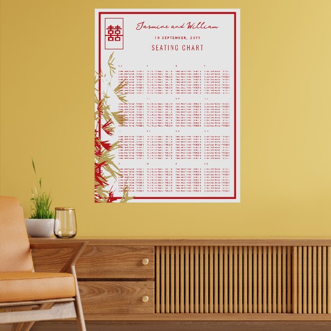 Tableau de placement de mariage chinois aux feuill (Salon 2)