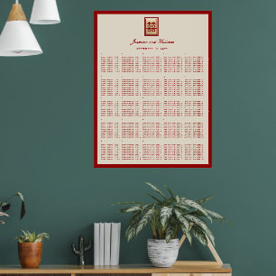 Tableau de placement de mariage chinois Double Bon