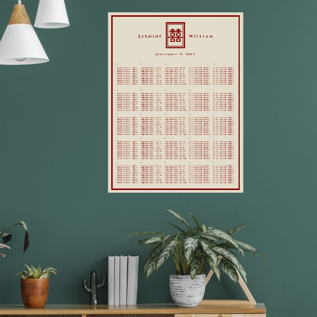 Tableau de placement de mariage chinois Double Bon (Salon 1)