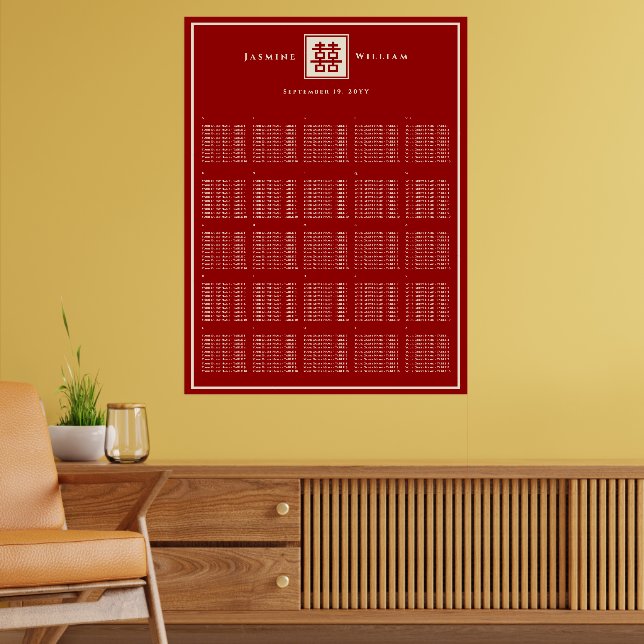 Tableau de placement de mariage chinois Double Bon (Salon 2)