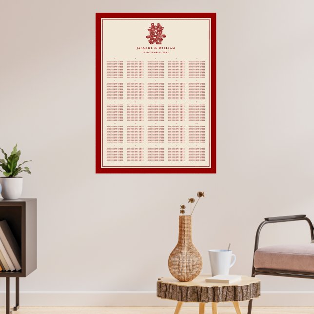 Tableau de placement de mariage chinois Double Bon (Salon 3)