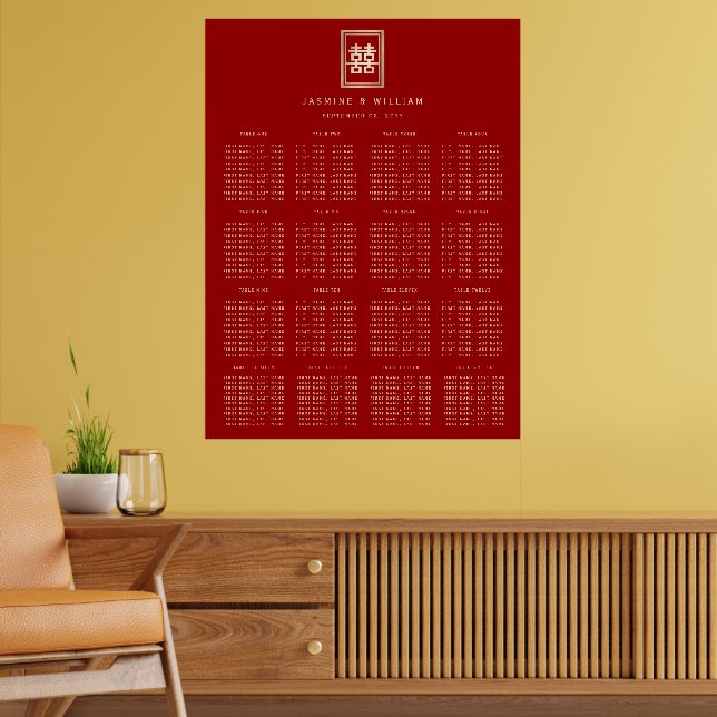 Tableau de placement de mariage chinois Rectangle  (Salon 2)