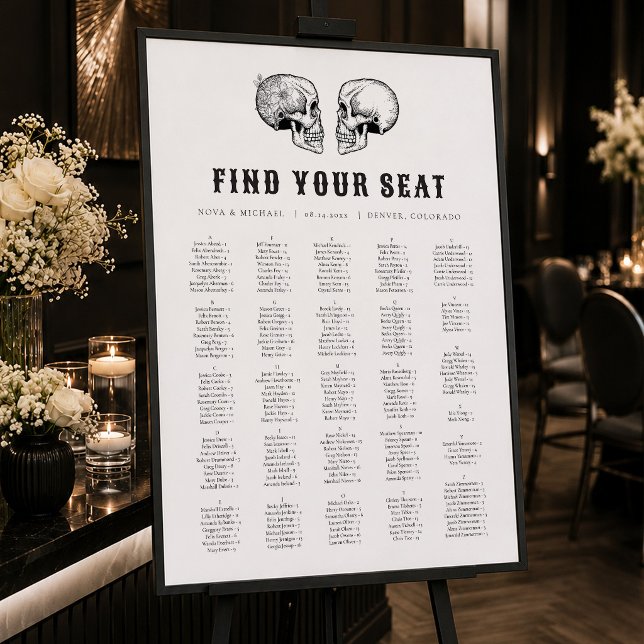 Tableau de placement de mariage crâne gothique NOV (Créateur téléchargé)