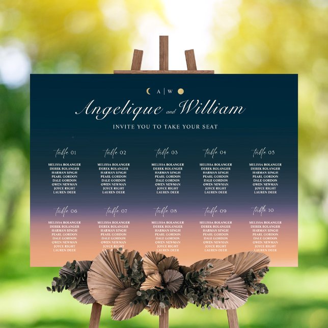 Tableau de placement de mariage de coucher de sole (Créateur téléchargé)
