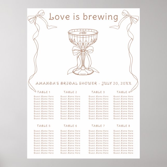 Tableau de placement de mariage dessiné à la main  (Devant)