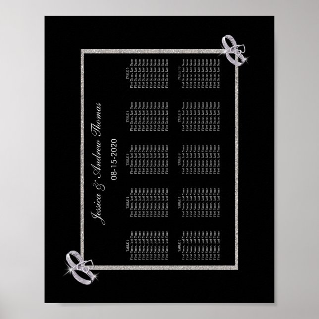 Tableau de placement de mariage élégant en diamant (Devant)