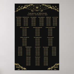 Tableau de placement de mariage élégant et mystiqu