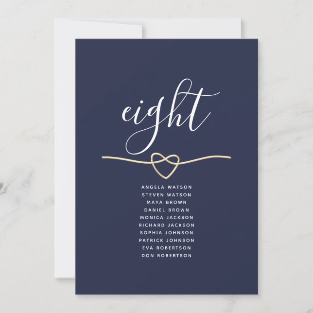 Tableau de placement de mariage élégant Navy Gold  (Devant)