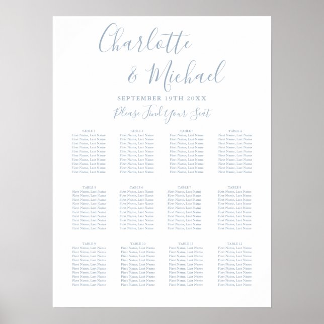 Tableau de placement de mariage élégant poussiéreu (Devant)