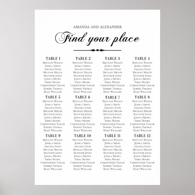 Tableau de placement de mariage en calligraphie sc (Devant)